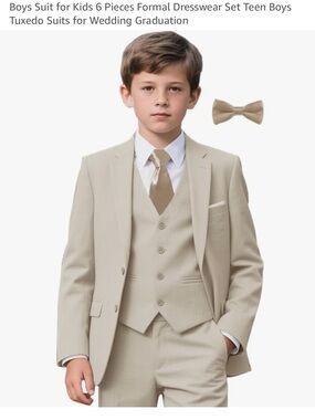 Amazon Boys 6-Piece Formal Matching Set in Beige